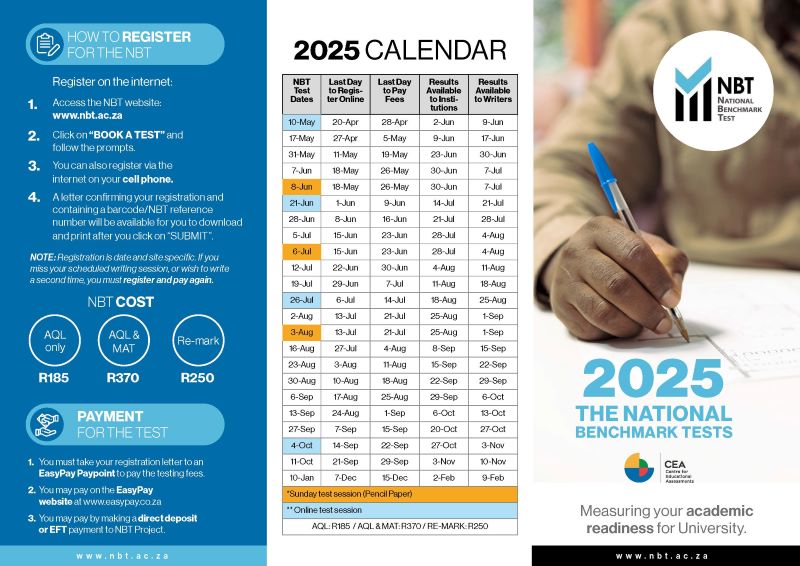 National Benchmark Test [NBT]: 2025 Calendar